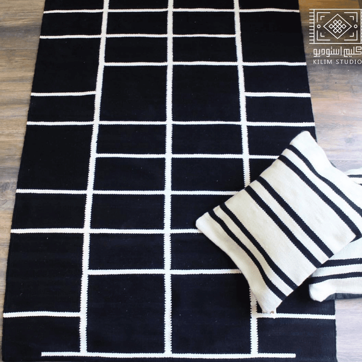 Black and White Modern Kilim - Wool | Kilim Studio | EcoCart