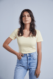 Yellow - Recycled Women V neck T-shirt  | Loop | EcoCart Shop 