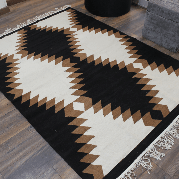 Brown, Black, Modern Kilim - Wool | Kilim Studio | EcoCart