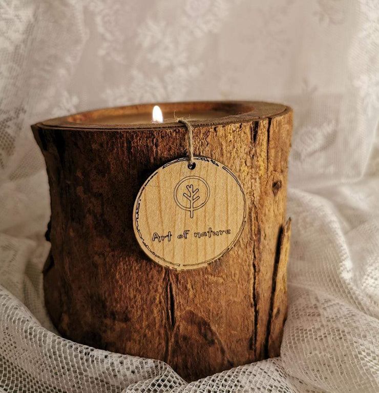 tree candle | wooden candle container 