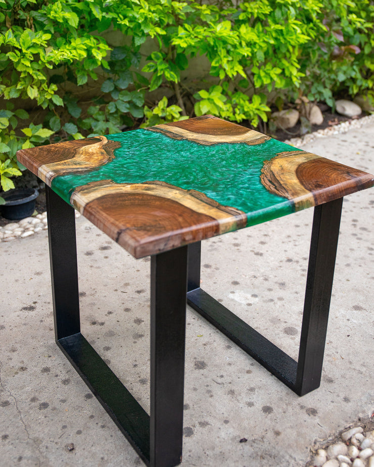 square resin side wooden table  50 x 50 