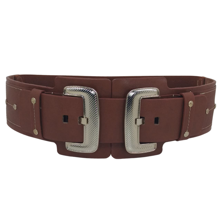 Brown  natural leather belt for women