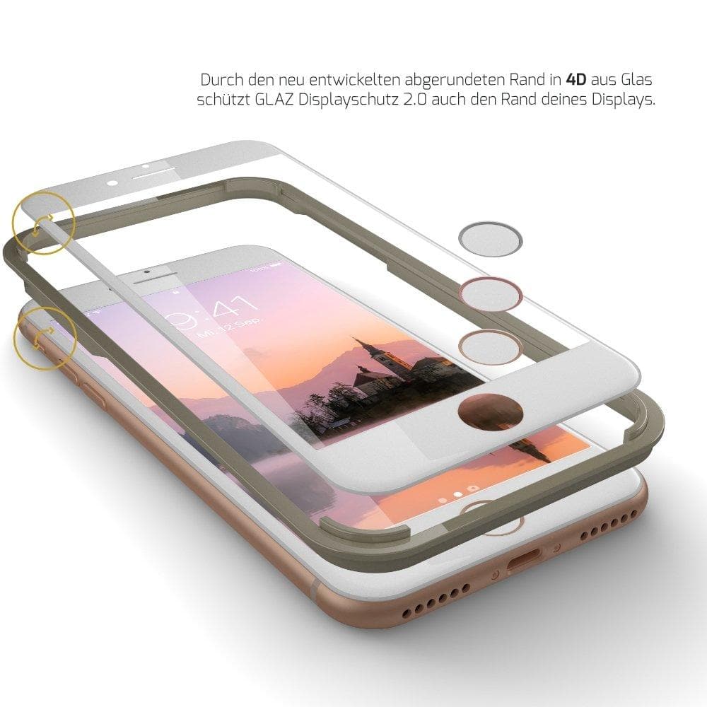 GLAZ iPhone 8 Displayschutz 2.0 4D weiß inkl. Touch ID - GLAZ Displayschutz