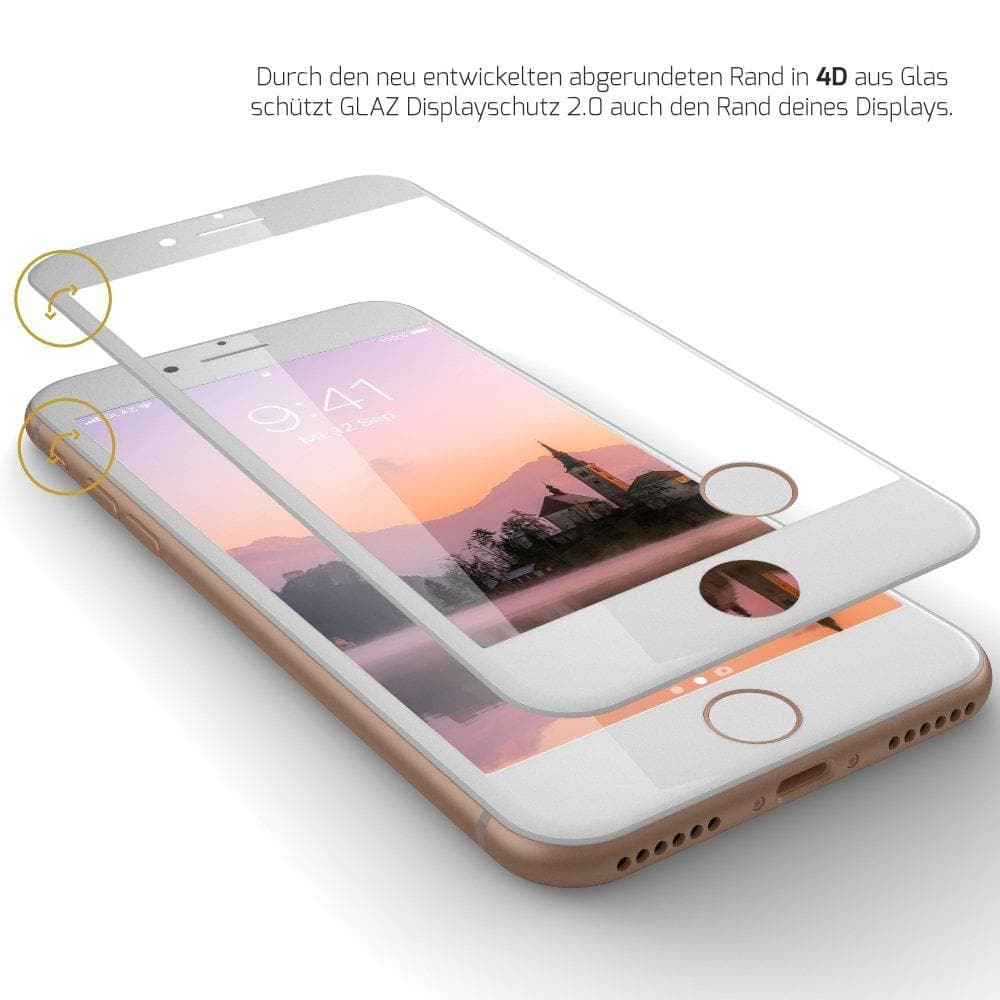 GLAZ iPhone 8 Plus Displayschutz 2.0 4D weiß - GLAZ Displayschutz