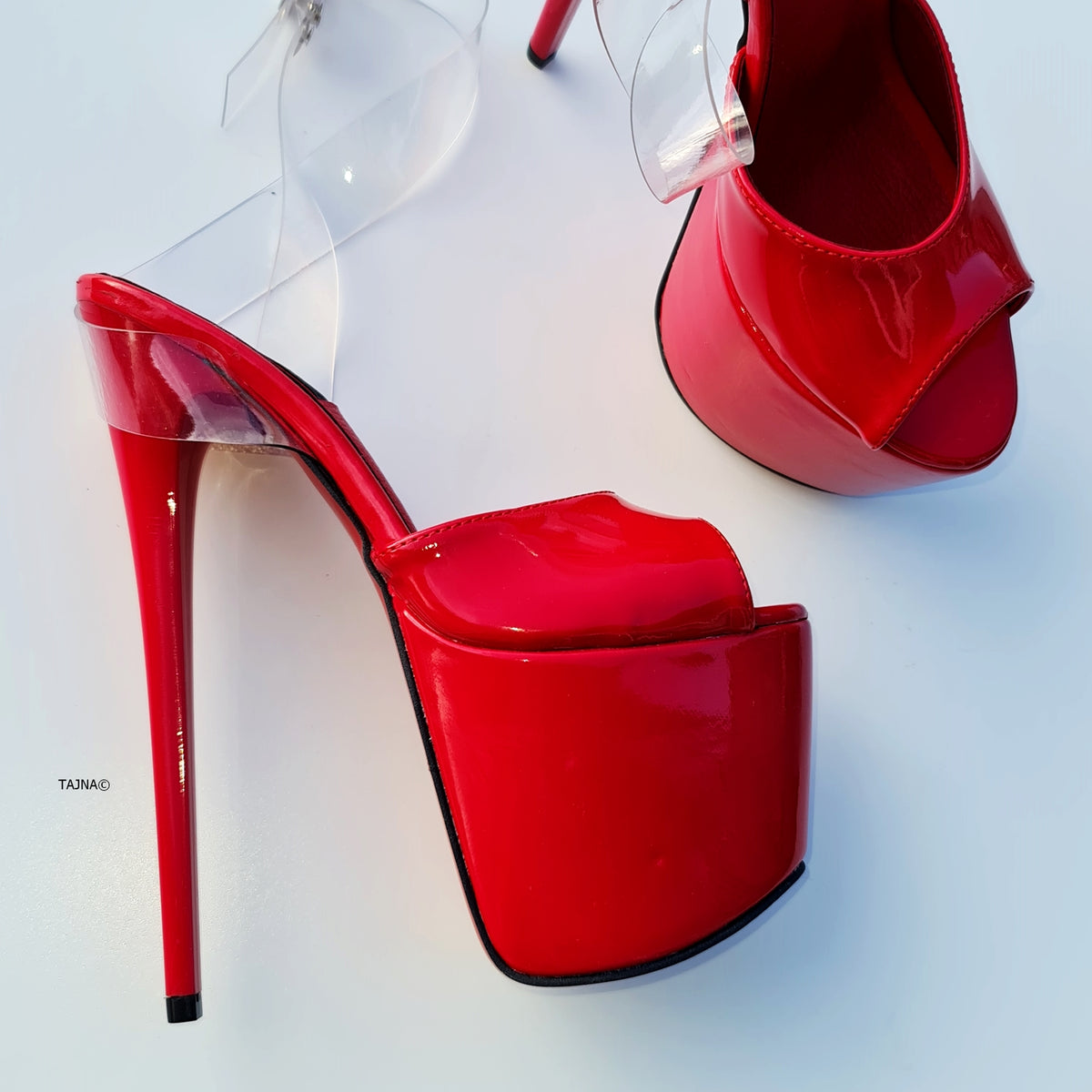 red high heel shoes with ankle strap