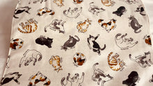 Load and play video in Gallery viewer, Cosmo fabrics with tossed cats cotton linen canvas
