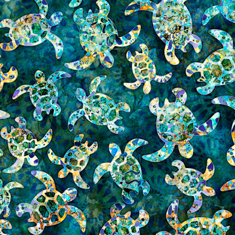 Pacifica Sea Turtles turquoise from Quilting Treasures by Dan Morris