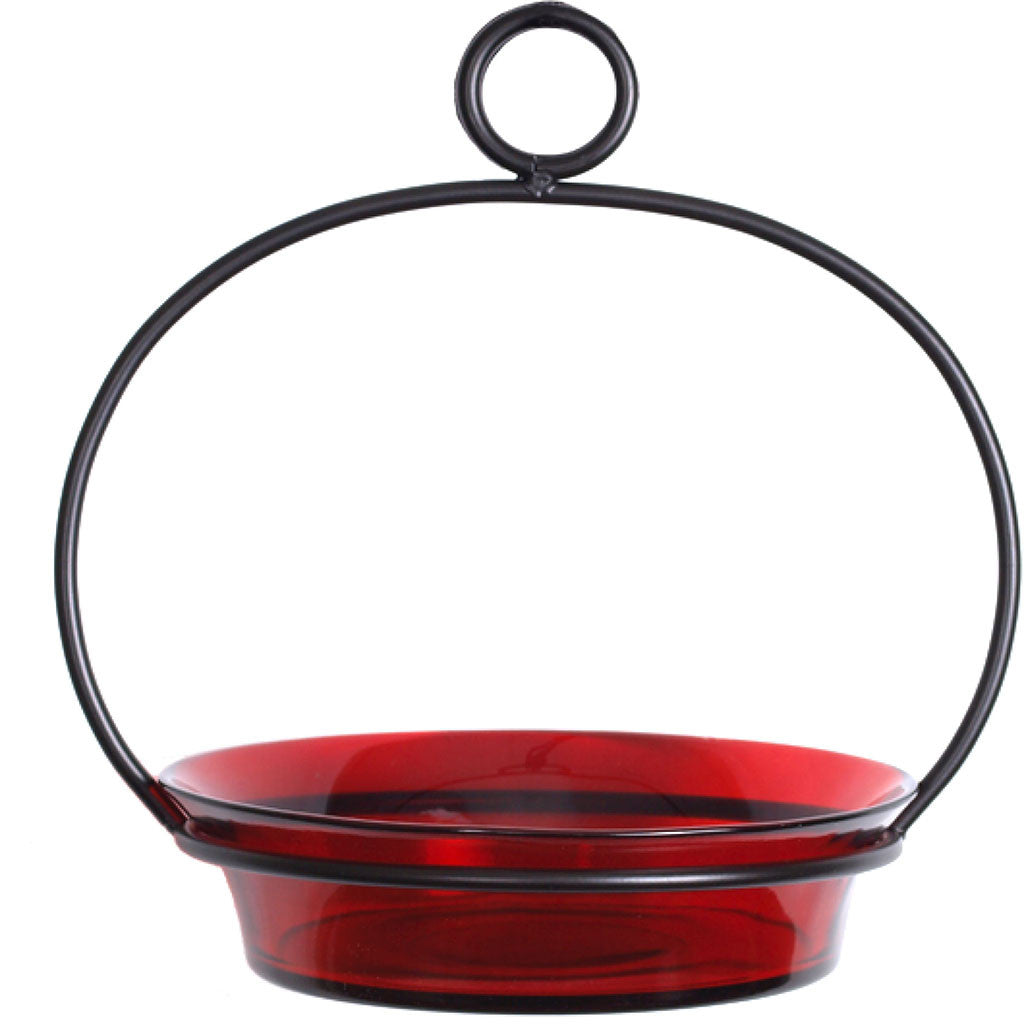 Couronne Co. 7.25 IN Red Colorful Recycled Glass & Metal Cuban Bowl Birdbath