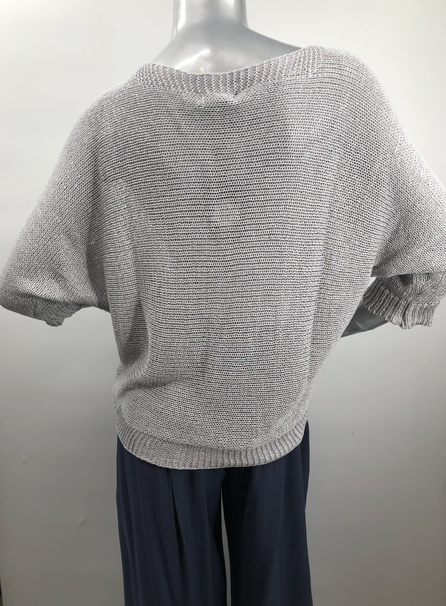 SUSANNA SILVER LIGHTWEIGHT THREE QUARTER SLEEVE SWEATER - M MADE