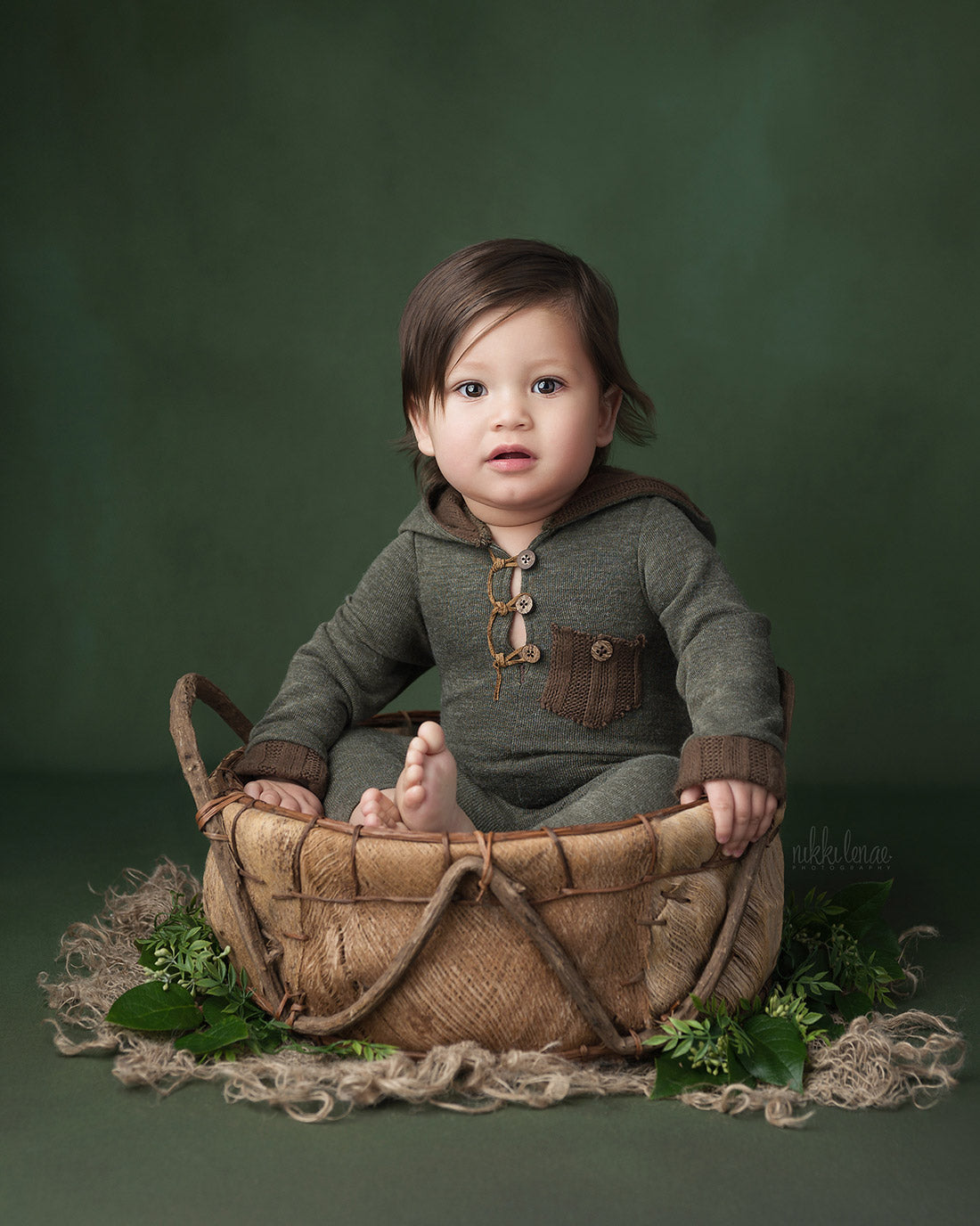 Newborn image with the deep woods backdrop from Intuition