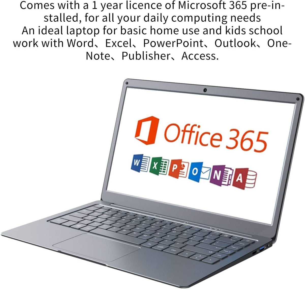 Jumper Portatile Microsoft Office 365 4 GB DDR3 128 GB eMMC Windows 10 Laptop con 13,3 FHD, Intel CPU, Dual Band, Bluetooth 4.2, Notebook SSD da 1 TB e 256 GB TF per l'espansione