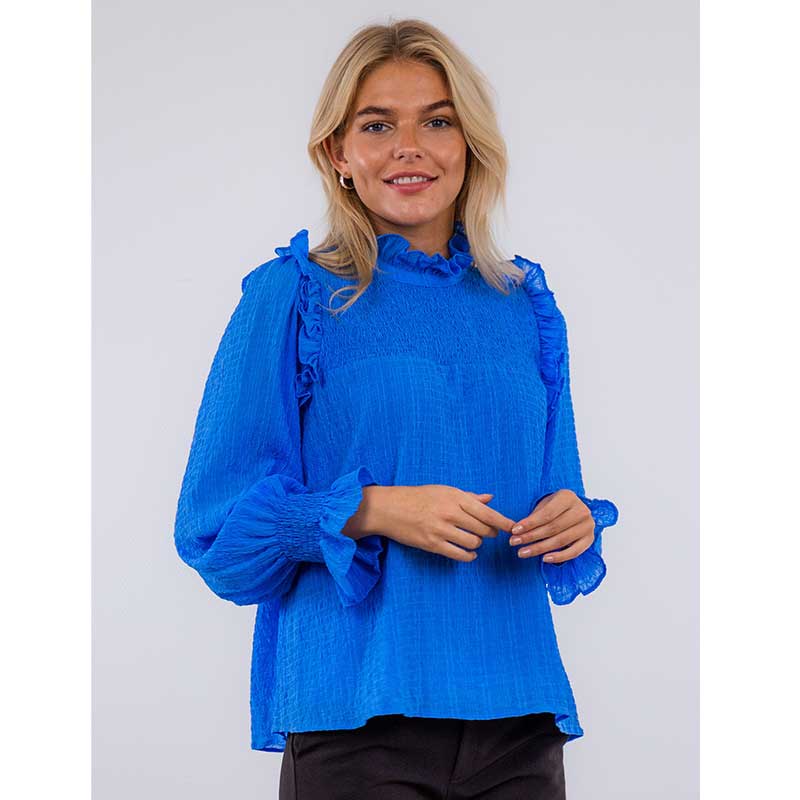 NEO SOLID BLOUSE BLÅ – J BY Fashion