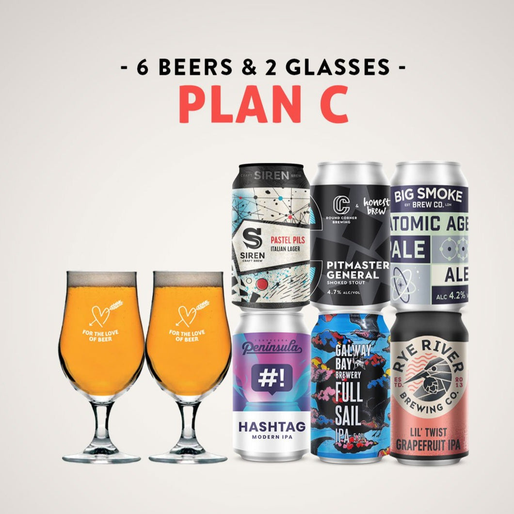Craft Beer Mixed Case – 6 Beers + 2 Glasses v1