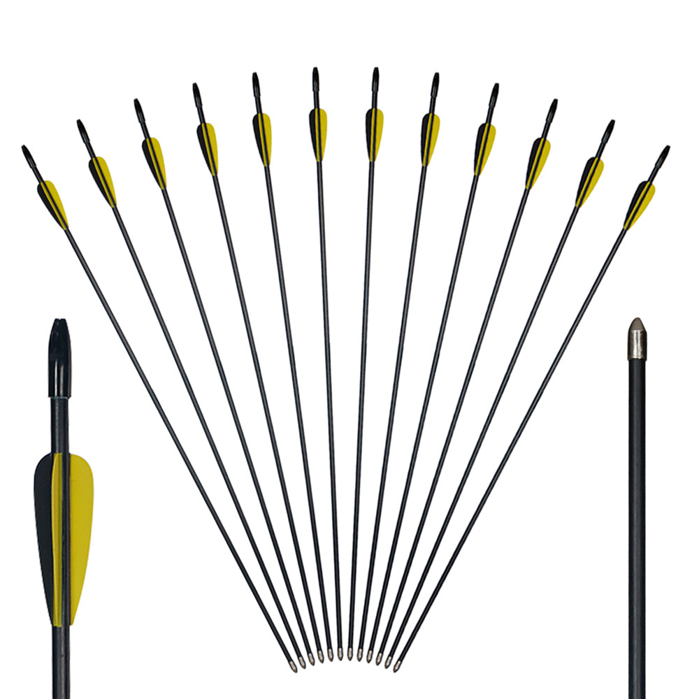 6PCS 28" Children Archery Fiberglass Arrows Metal Tips Spine 700  F Compound Bow 