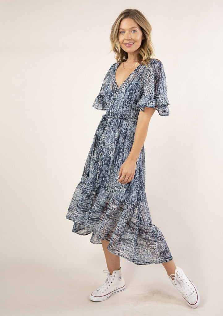 maxi flutter sleeve dress