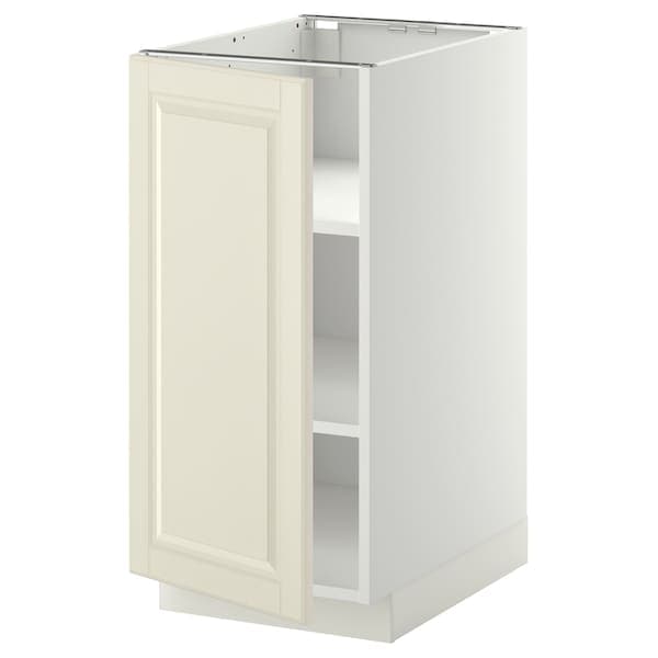 METOD Base with shelves, white/Bodbyn off-white