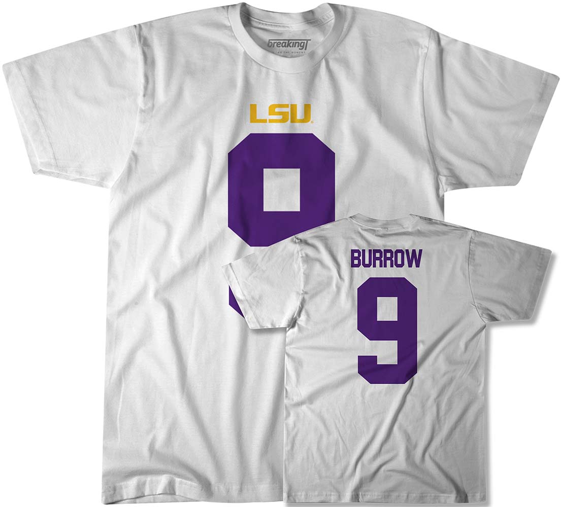 Men's Joe Burrow White LSU Tigers Burreaux Name & Number T-Shirt