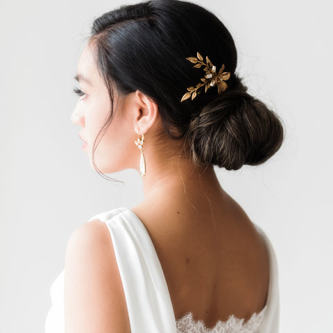Wedding Hair comb in Swarovski Crystal and Gold 