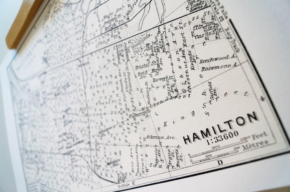 Instant Download \ Street Map \ Wall Art \ Printable Poster Vintage Style Map Hamilton Canada poster Ontario