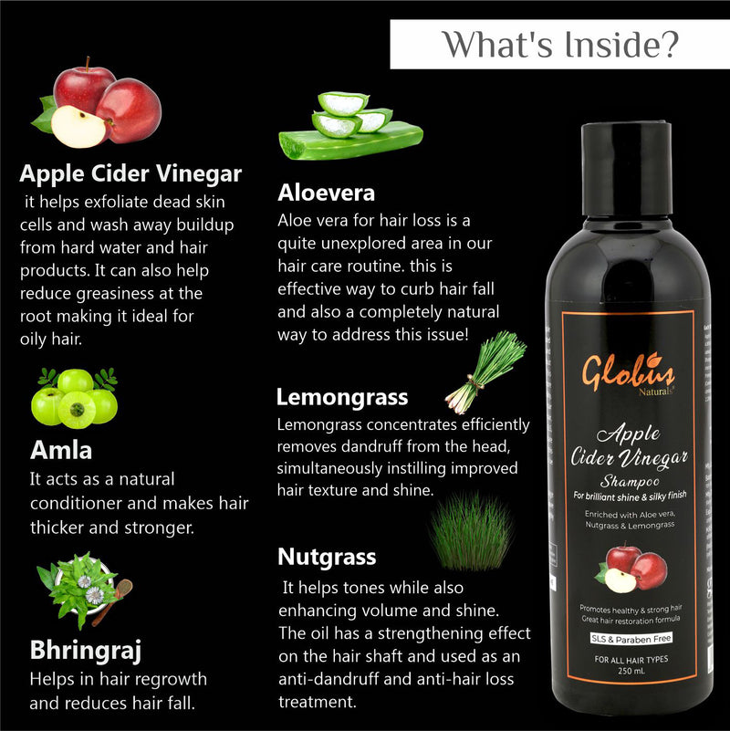 Globus Naturals Apple Cider Vinegar Shampoo For Brilliant Shine & Silk