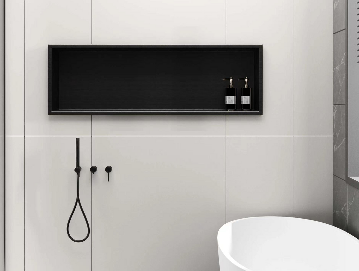 modus Scheiden recorder Inbouwnis badkamer douche RVS mat zwart 30x60x10cm – SaniSupreme