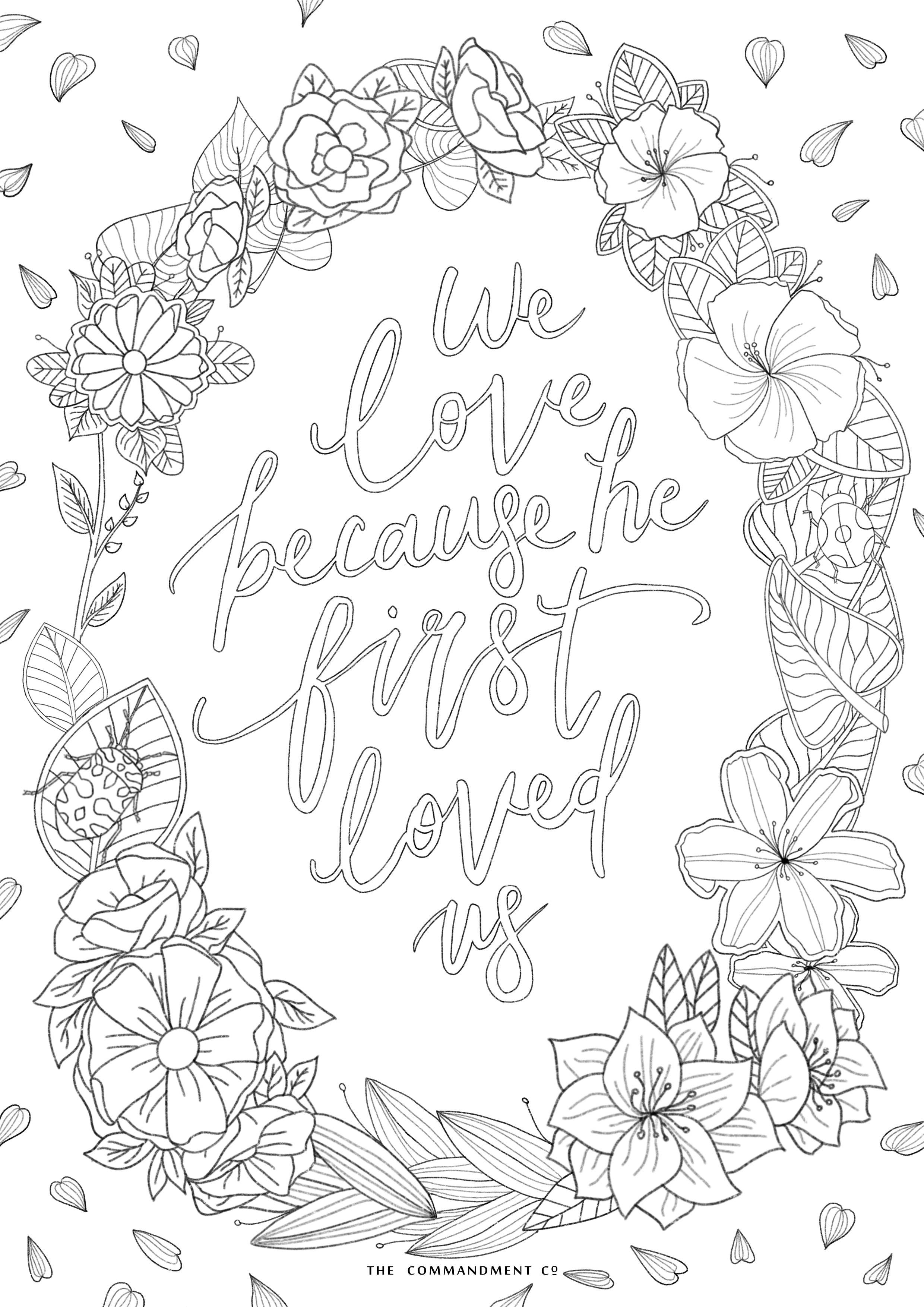Preview of colouring sheet with the theme 'walk in love'