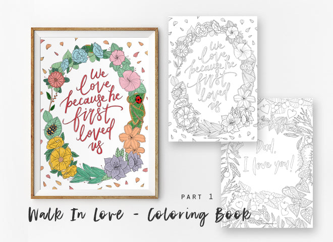 Colouring book printable with theme Love never fails.