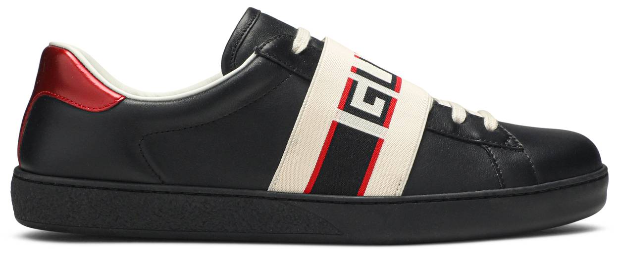 gucci ace stripe leather black