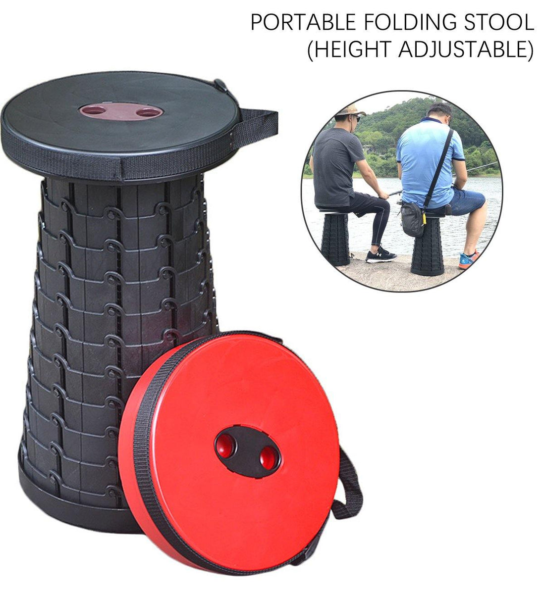 CUUWE Portable Telescoping Stool Retractable Stool Seat Folding Camping Stool Seat for Fishing Hiking Traveling Outdoor Activities Red O 