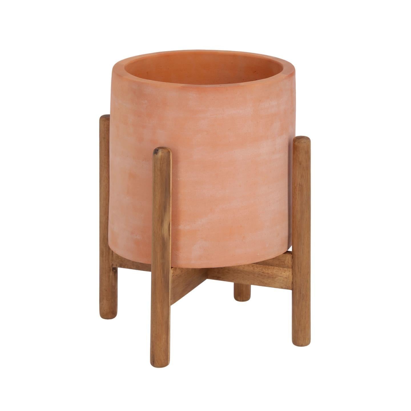 stilte ~ kant ik heb honger Bloempot van keramiek met houten poten – Forhaus - Design & Store