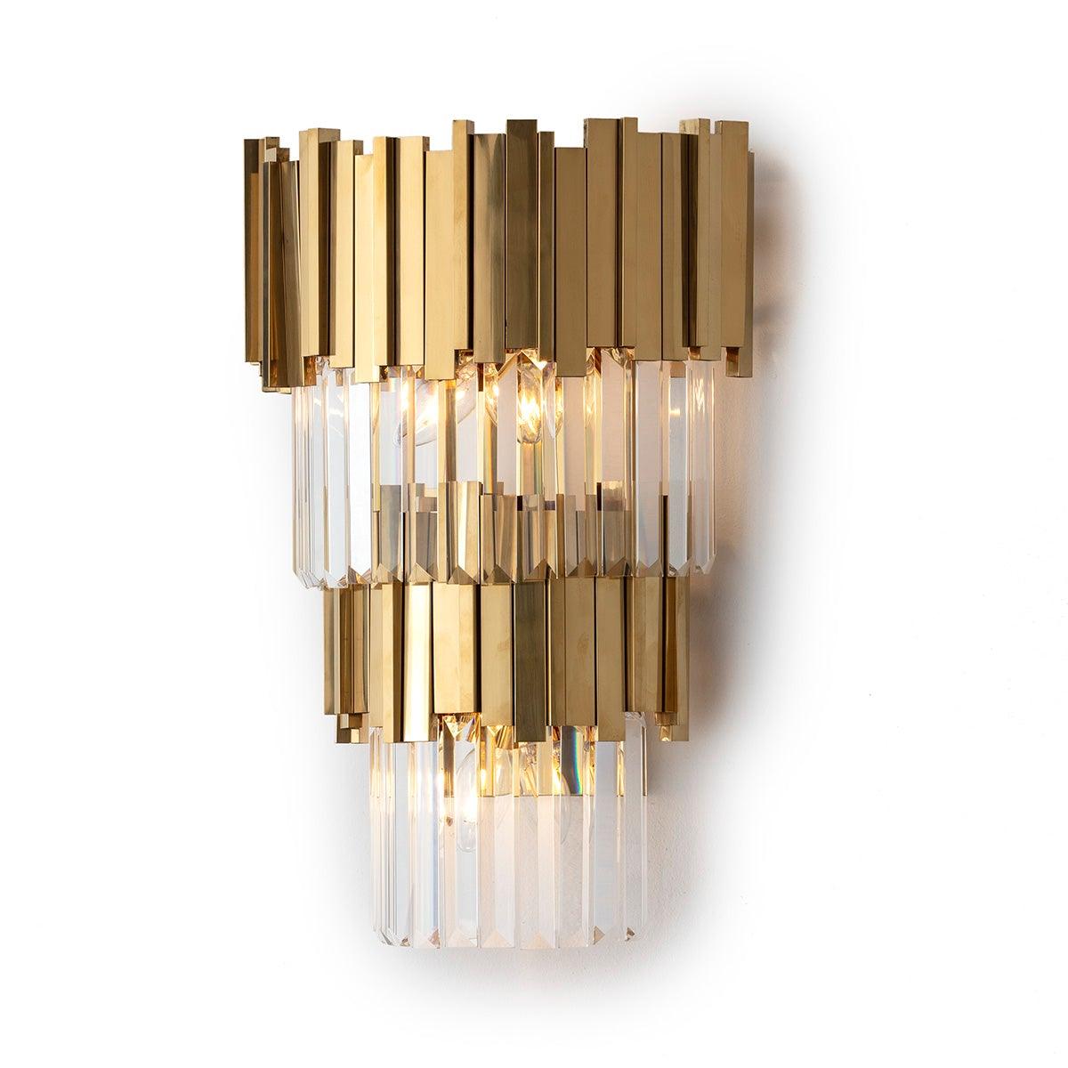 Wandlamp van goudkleurig metaal met glas – - Design & Store