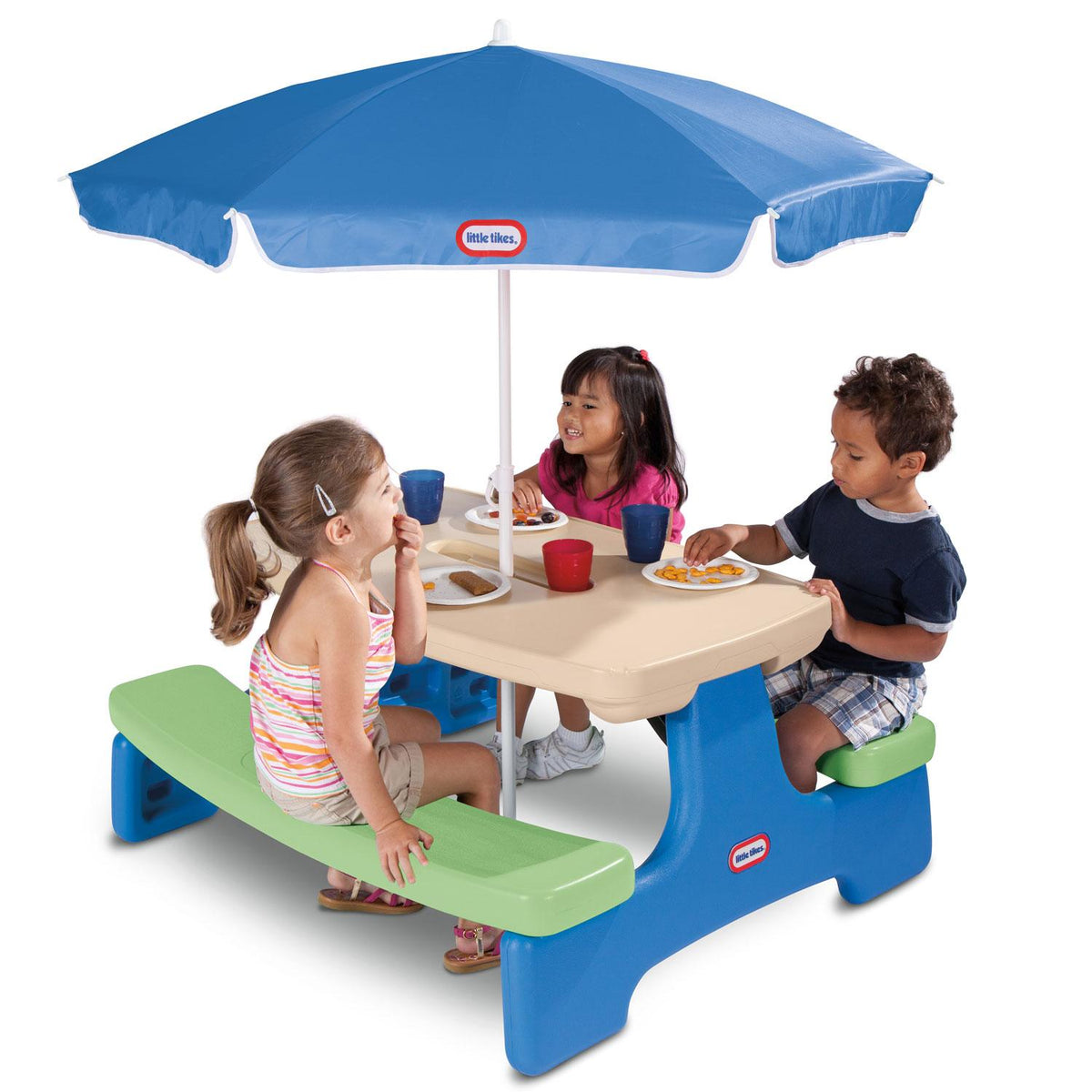 Easy Store™ Picnic Table with Umbrella Blue\Green Little Tikes