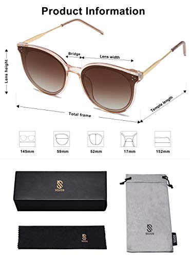 SOJOS Retro Round Sunglasses for Women Classic Trendy Oversized Frame Sunnies SJ2068