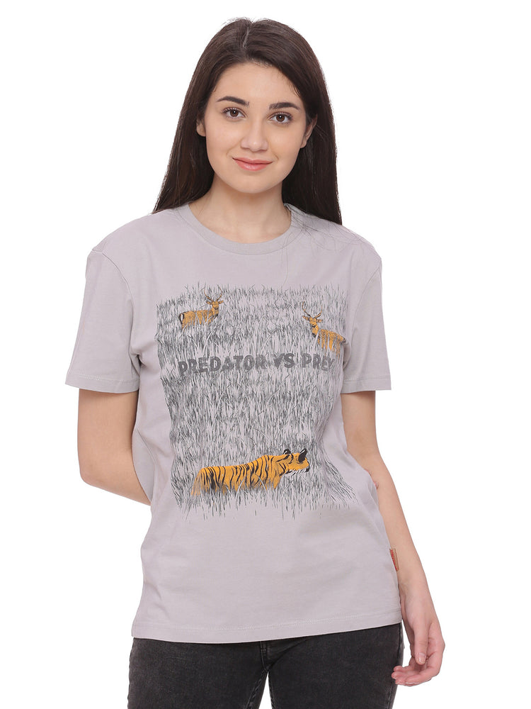 Wolfpack Women Light Grey Printed T-Shirt