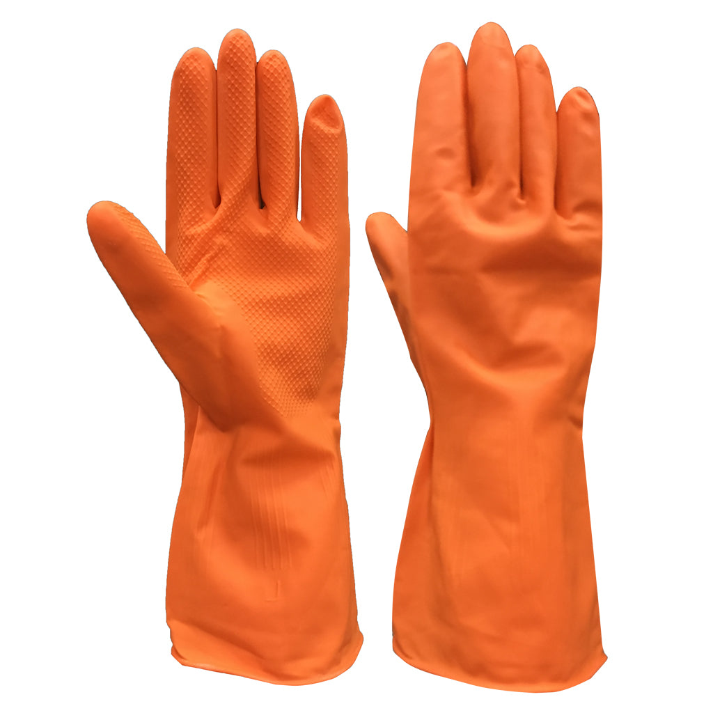 rubber orange gloves