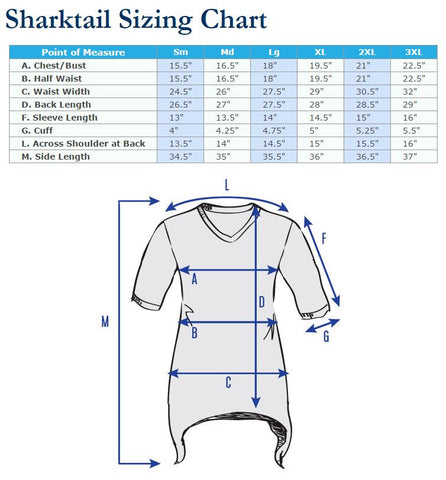 ladies sharktail size chart