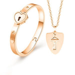 Love Lock & Key Bracelet with Key Necklace💖🔐