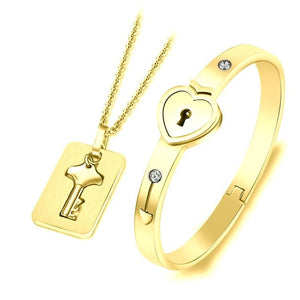 Love Lock & Key Bracelet with Key Necklace💖🔐