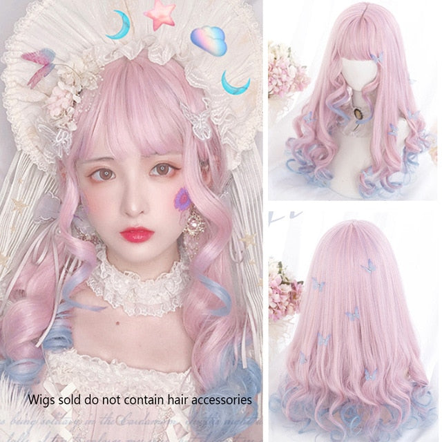 Amelia Candy Floss Cotton Candy Wig Embellished With Flower & Pearl Accesories