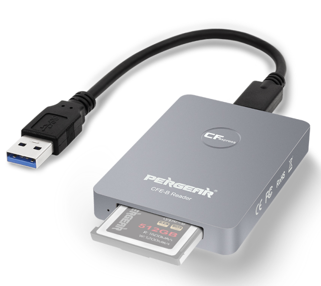 Pergear CFexpress カードリーダー USB3.1 Gen 2 10Gbps高速転送 CFexpressメモリーカード用  アダプターサポート Windows/Mac OS/Android対応 持ち運びに最適