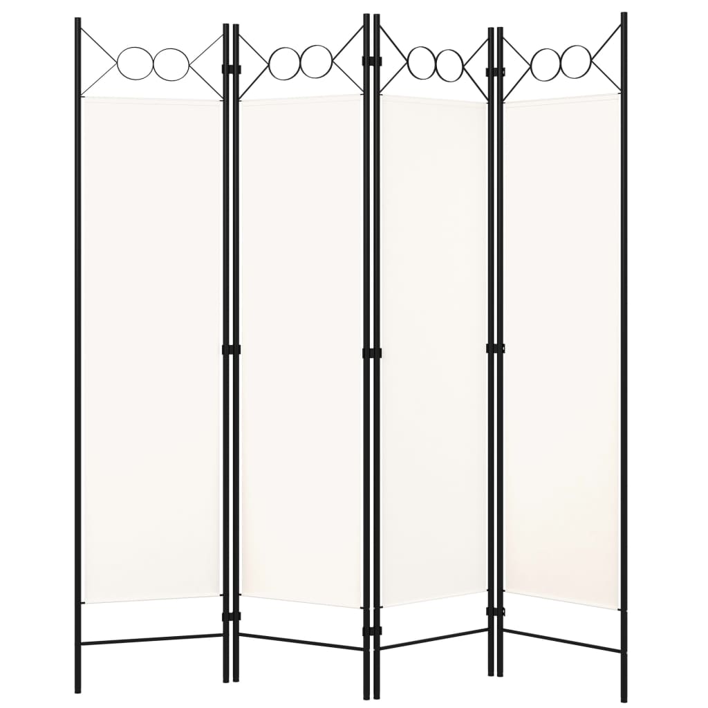 Paravan de camera cu 4 panouri, alb, 160x180cm