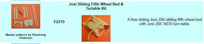 1/24 SCALE JOST Sliding Fifth wheel plate and carriage 