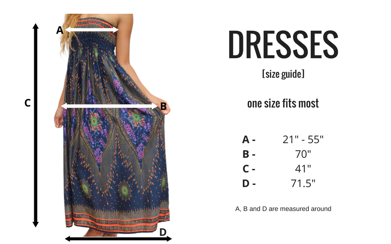 Size Guide Bohemian Island Maxi Dresses