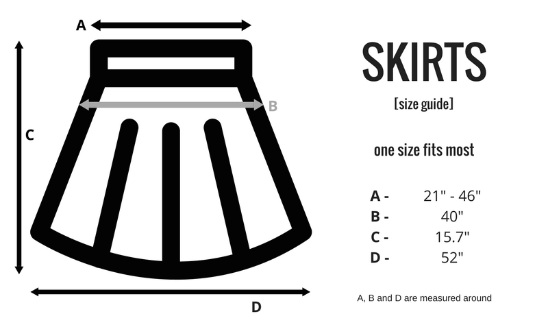 size guide short skirts bohemian island