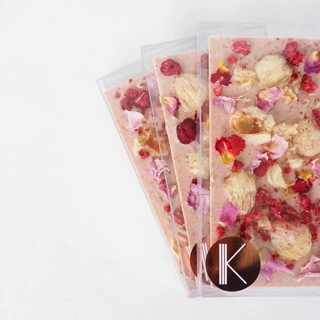 White Chocolate Bar with Freezed Dried Raspberry, Lychee & Rose - K Caked