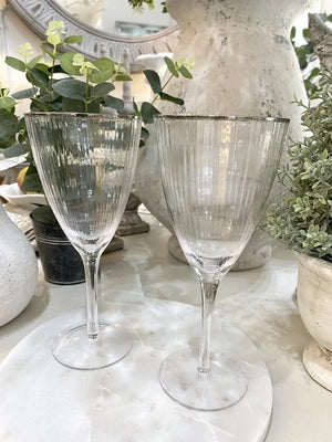 Cecile Ribbed Wine Glass - Silver or Gold