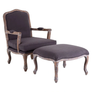 Faustine Linen Armchair and Stool