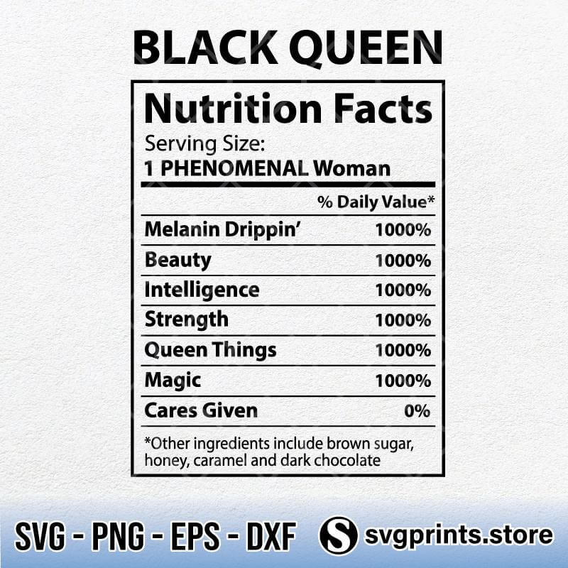 Black Queen Nutrition Facts SVG PNG Clipart Silhouette DXF EPS – SVGPrints