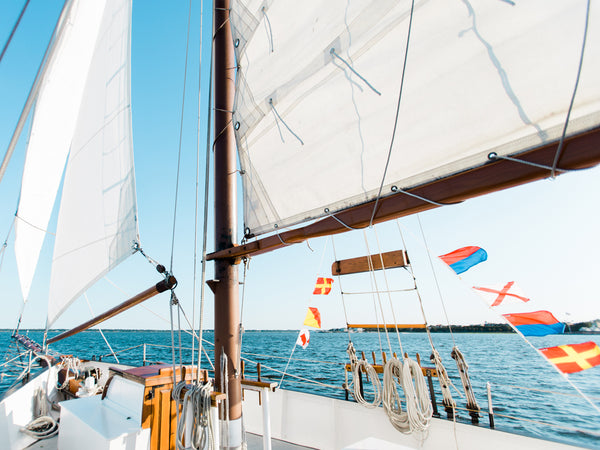 Schooner Pride in Charleston with Nautical Signal Flags