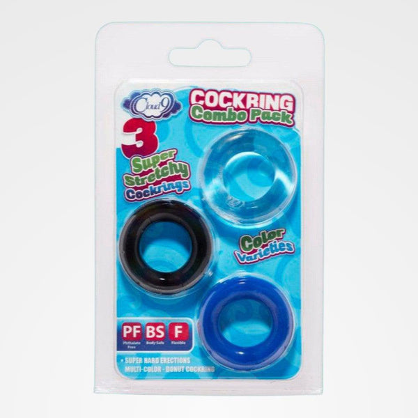 Super Stretchy Cock Ring 3 Pack Penis Ring Variety Pack